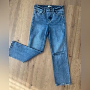 Altard State Jeans Womens 27 Finished Hem Kick Crop Distressed Stretch Denim